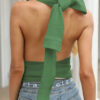 Fashion Street Solid Backless O Neck Tops