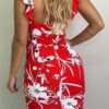 Street Print Split Joint Spaghetti Strap Wrapped Skirt Dresses