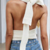 Fashion Street Solid Backless O Neck Tops