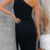 Fashion Sweet Solid Frenulum One Shoulder A Line Dresses