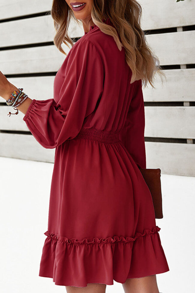 Fashion Street Solid Split Joint V Neck A Line Dresses