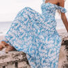 Fashion Street Print Split Joint Strapless Princess Dresses