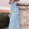 Fashion Street Print Split Joint Strapless Princess Dresses