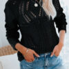 Fashion Street Solid Hollowed Out O Neck Tops