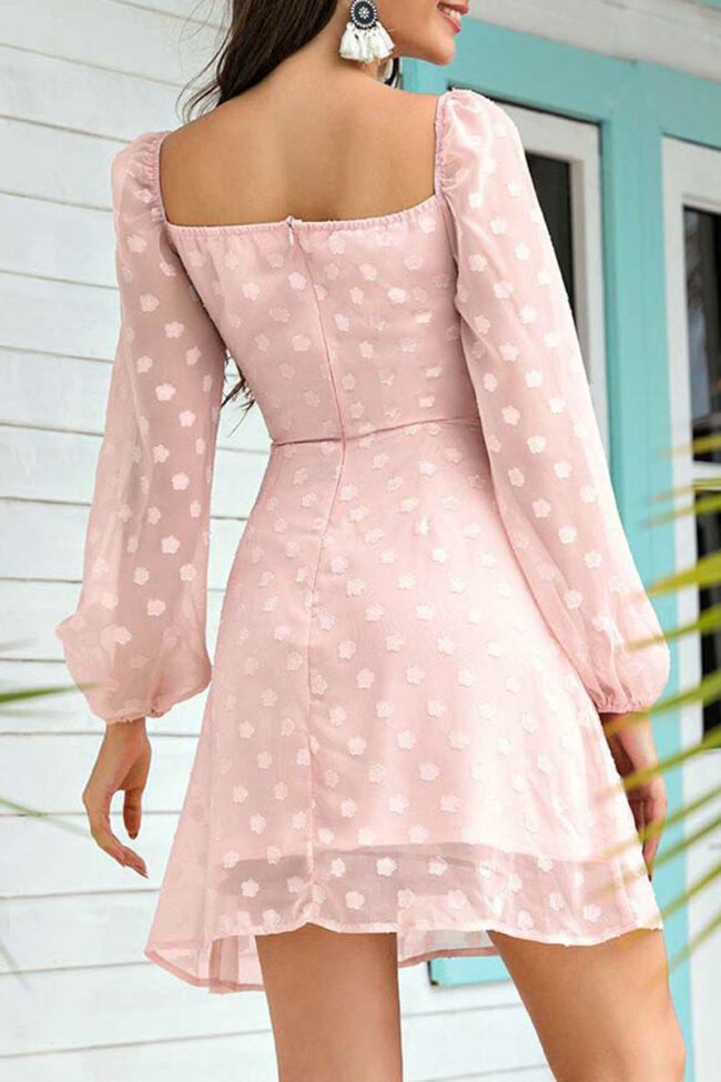 Fashion Sweet Solid Split Joint Square Collar A Line Dresses