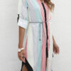 Street Print Split Joint Turndown Collar Irregular Dresses