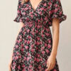 Fashion Street Print Split Joint V Neck A Line Dresses