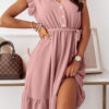 Fashion Sweet Solid Split Joint V Neck A Line Dresses