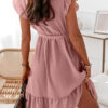 Fashion Sweet Solid Split Joint V Neck A Line Dresses