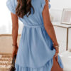 Fashion Sweet Solid Split Joint V Neck A Line Dresses