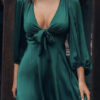 Fashion Sweet Solid Split Joint V Neck A Line Dresses