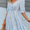 Fashion Street Print Split Joint V Neck A Line Dresses