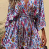 Fashion Street Print Split Joint V Neck A Line Dresses