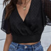 Fashion Street Solid Split Joint V Neck Tops