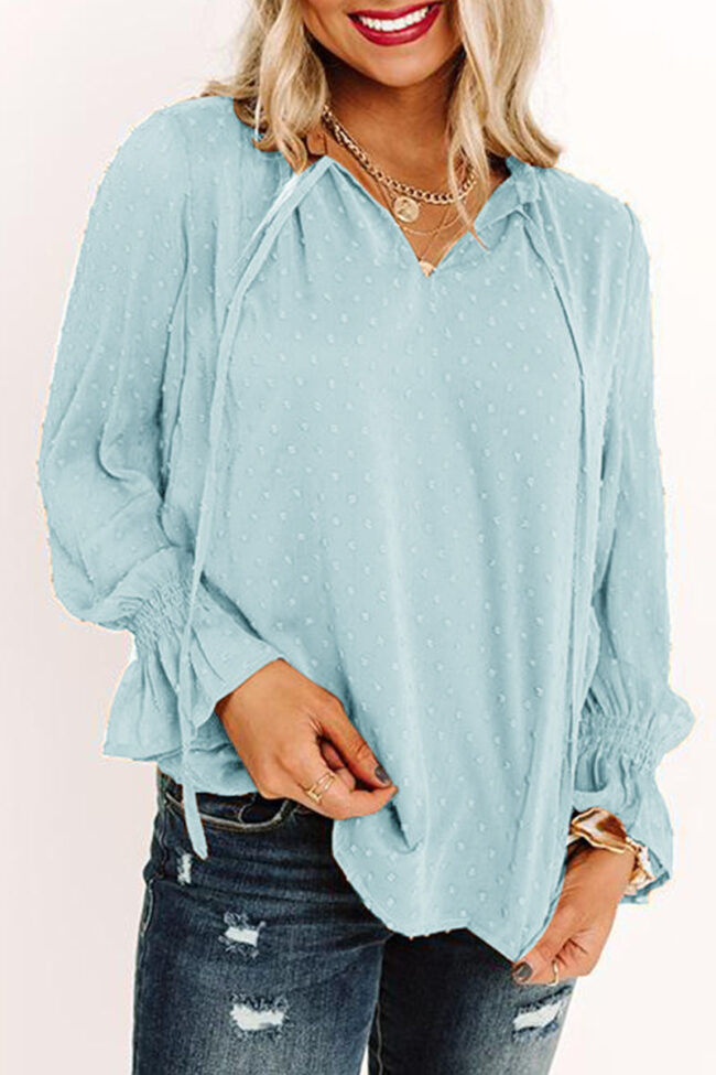 Fashion Sweet Solid Split Joint V Neck Tops