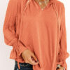 Fashion Sweet Solid Split Joint V Neck Tops