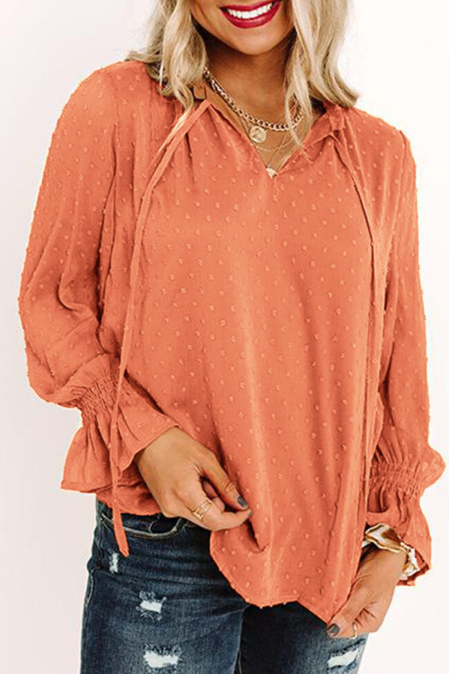 Fashion Sweet Solid Split Joint V Neck Tops