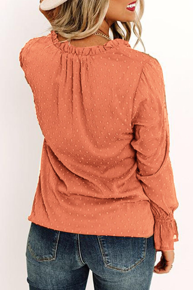 Fashion Sweet Solid Split Joint V Neck Tops