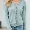 Fashion Street Solid Split Joint V Neck Tops