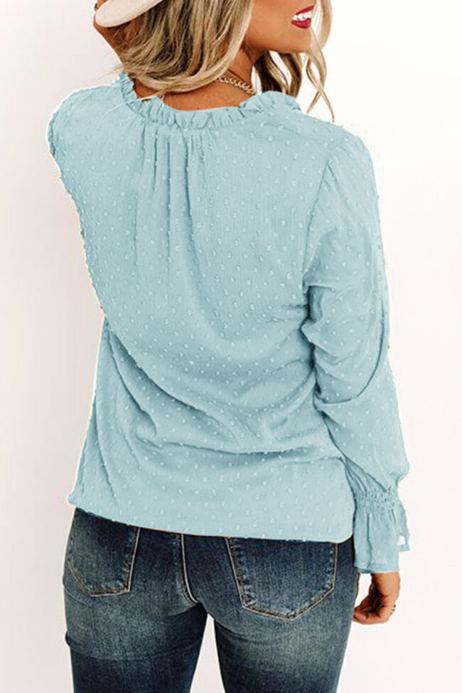 Fashion Sweet Solid Split Joint V Neck Tops