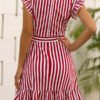 Fashion Sweet Striped Split Joint O Neck Irregular Dresses