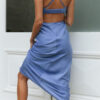 Street Solid Split Joint Backless Spaghetti Strap A Line Dresses