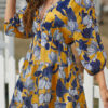 Fashion Street Print Split Joint V Neck A Line Dresses