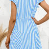 Fashion Sweet Striped Split Joint V Neck A Line Dresses
