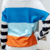 Fashion Sweet Striped Split Joint V Neck T-Shirts