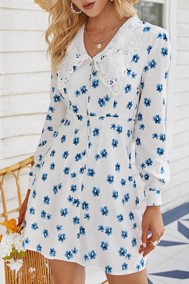 Fashion Street Print Split Joint V Neck A Line Dresses