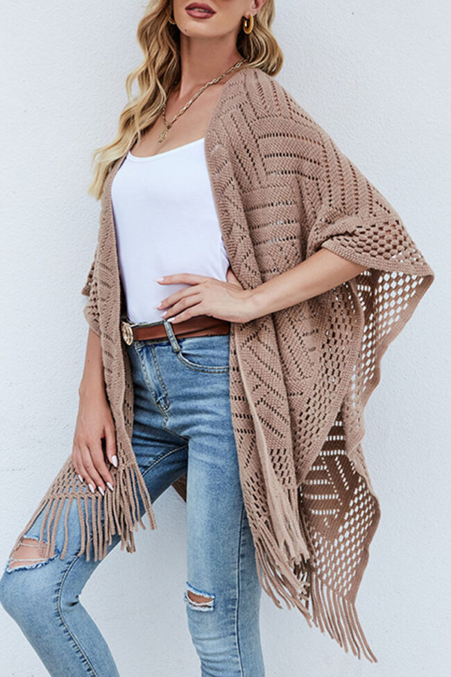 Fashion Street Solid Tassel Tops