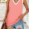 Fashion Sweet Striped Split Joint V Neck Tops