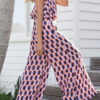 Fashion Street Print Split Joint Halter Loose Jumpsuits