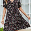 Fashion Street Print Split Joint V Neck A Line Dresses