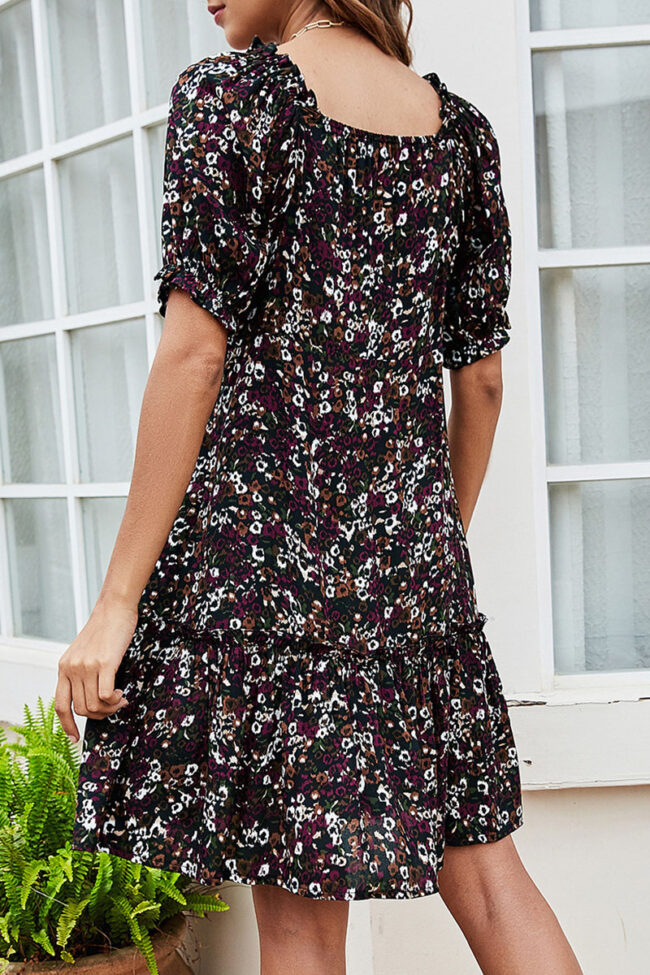 Fashion Street Print Split Joint V Neck A Line Dresses