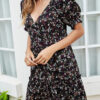 Fashion Street Print Split Joint V Neck A Line Dresses