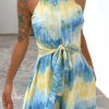 Fashion Street Print Split Joint Halter Loose Jumpsuits