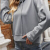 Fashion Street Solid Split Joint Hooded Collar Tops