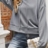 Fashion Street Solid Split Joint Hooded Collar Tops