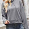 Fashion Street Solid Split Joint Hooded Collar Tops