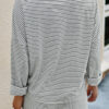 Fashion Street Striped Split Joint O Neck Long Sleeve Two Pieces