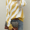 Fashion Street Striped Split Joint O Neck Tops