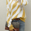 Fashion Street Striped Split Joint O Neck Tops