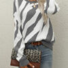 Fashion Street Striped Split Joint O Neck Tops