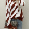 Fashion Street Striped Split Joint O Neck Tops