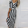 Street Striped Split Joint Off the Shoulder Irregular Dresses