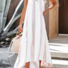 Street Striped Split Joint Spaghetti Strap Irregular Dresses