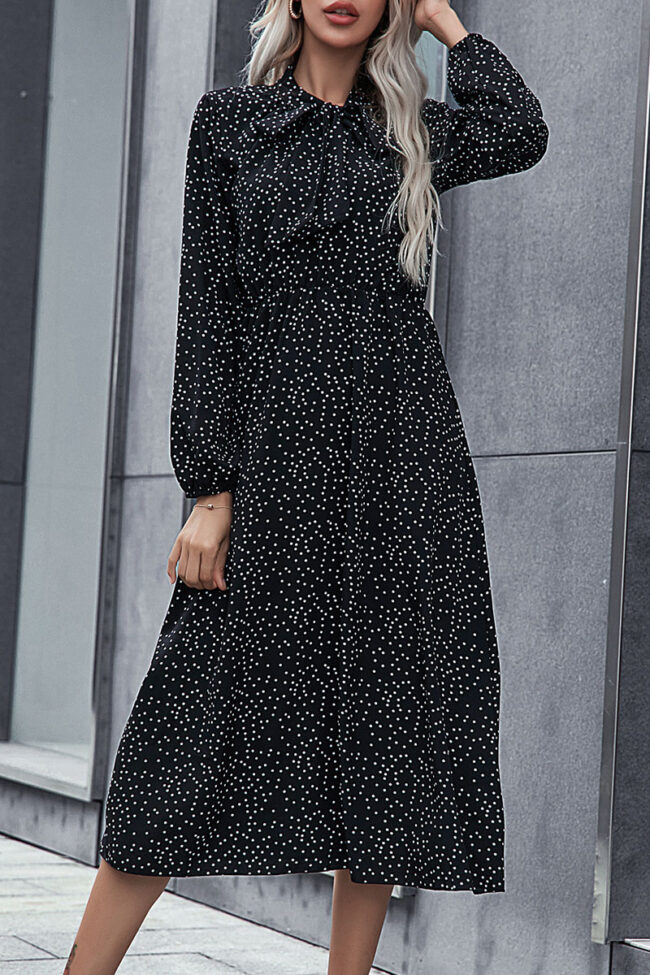 Fashion Street Print Split Joint O Neck A Line Dresses