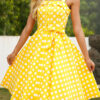 Vintage Polka Dot Split Joint Spaghetti Strap A Line Dresses