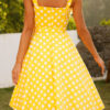 Vintage Polka Dot Split Joint Spaghetti Strap A Line Dresses